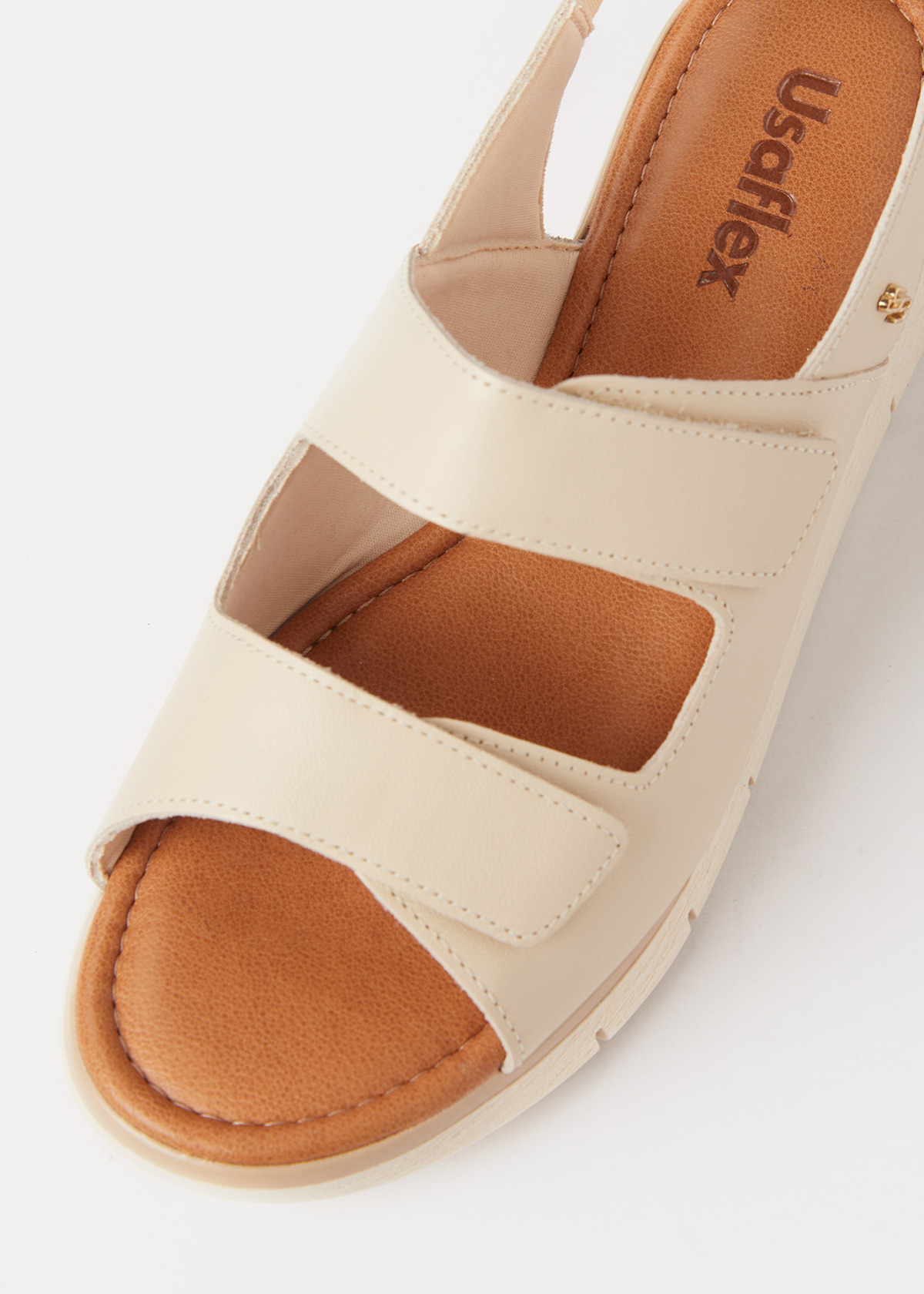 SANDALIAS MUJER USAFLEX CUERO VAINILLA TACÓN PLATAFORMA CON CIERRE FLEXIBLE USA AD1908VAI - 4