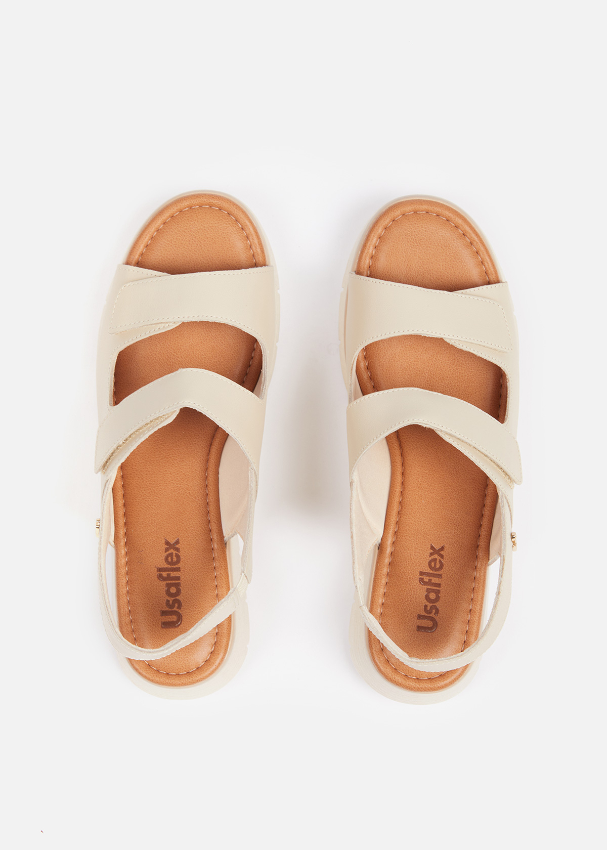 SANDALIAS MUJER USAFLEX CUERO VAINILLA TACÓN PLATAFORMA CON CIERRE FLEXIBLE USA AD1908VAI - 5