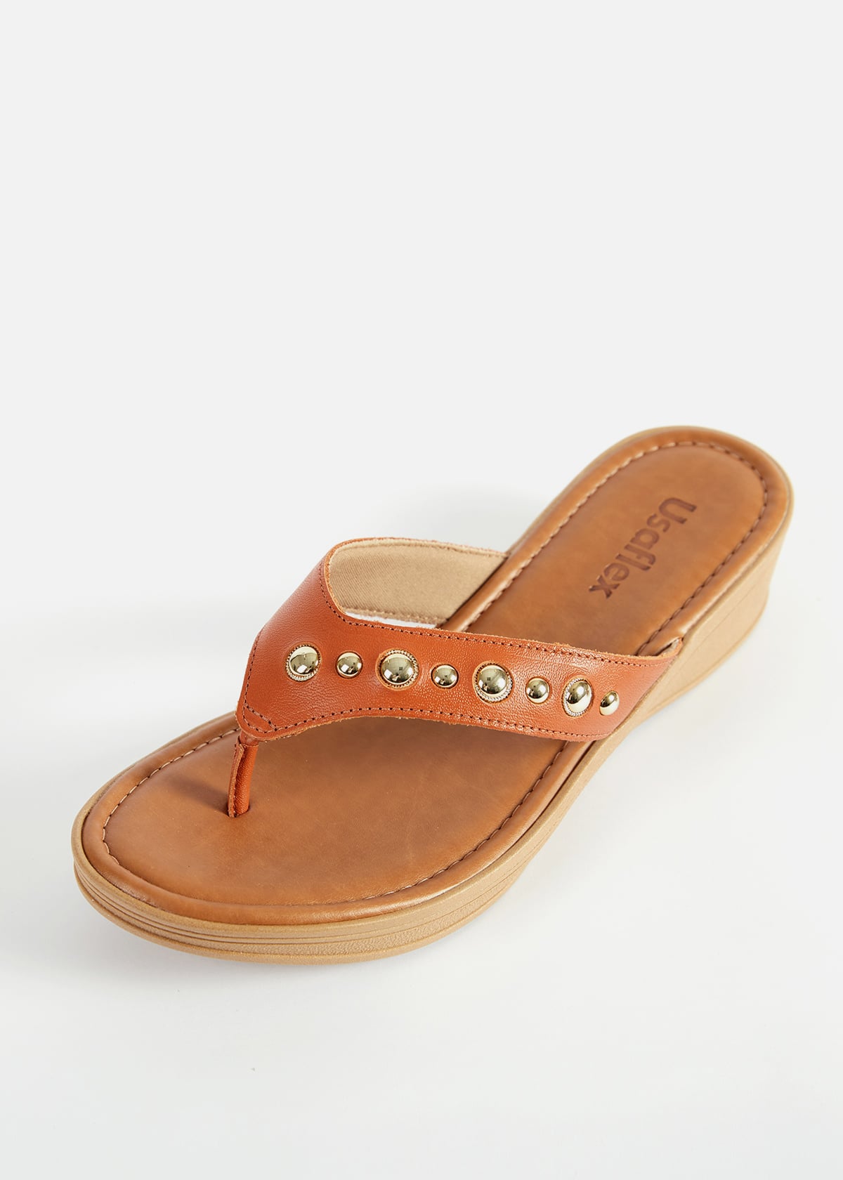 SANDALIAS MUJER USAFLEX CUERO CARAMELO VERANO SUECO USA VO1274CAR - 2