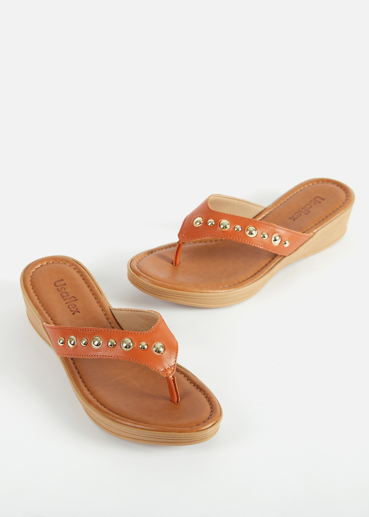 SANDALIAS MUJER USAFLEX CUERO CARAMELO VERANO SUECO USA VO1274CAR - 4