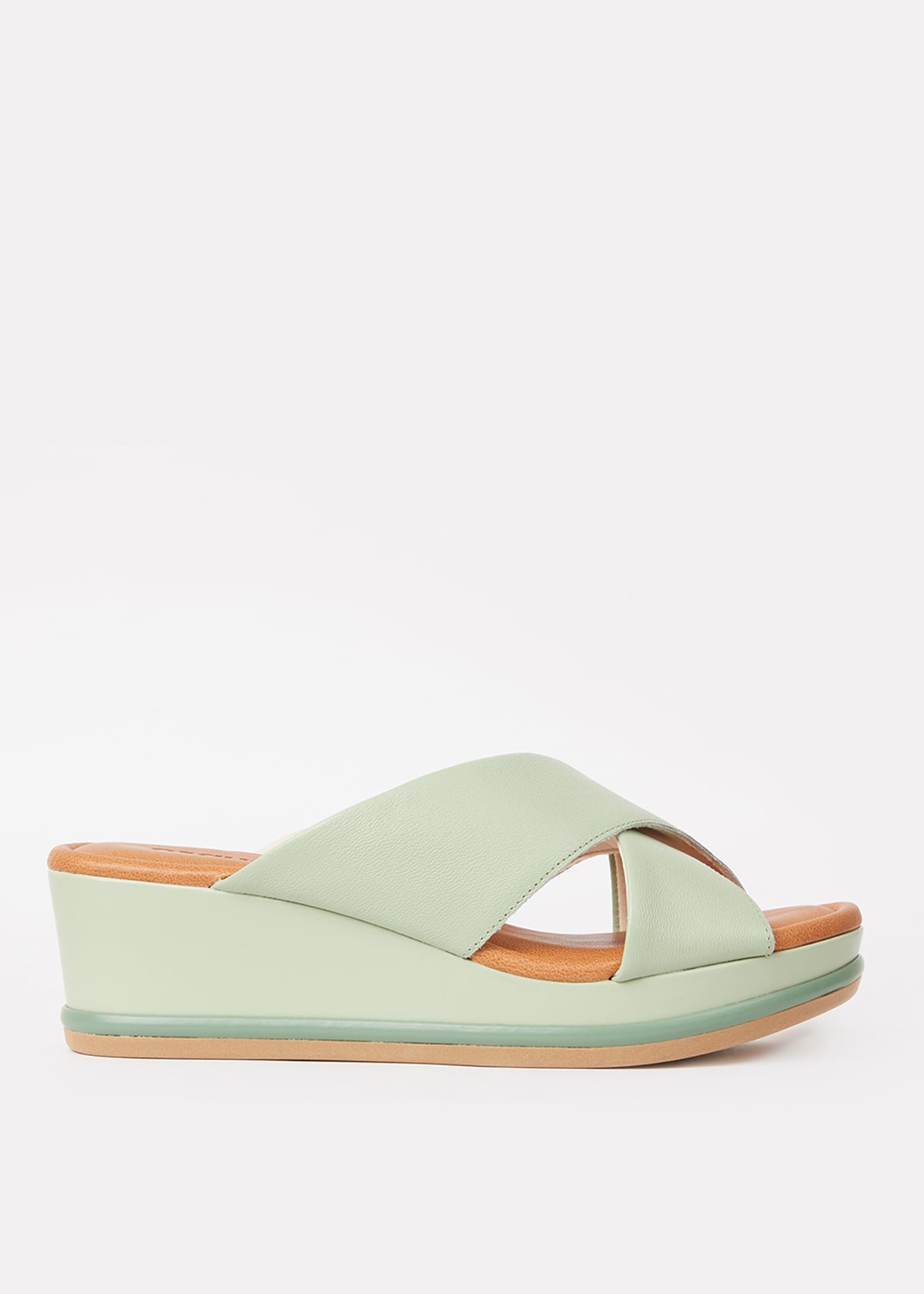 SANDALIAS MUJER USAFLEX CUERO VERDE SUECO PLATAFORMA CON TIRANTES CRUZADOS USA AG3207VER - 1