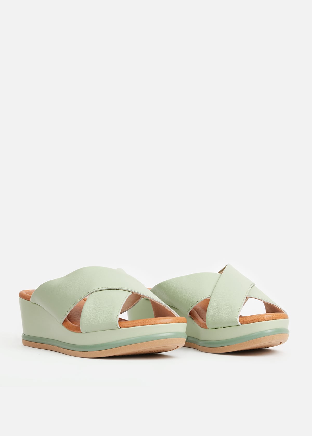 SANDALIAS MUJER USAFLEX CUERO VERDE SUECO PLATAFORMA CON TIRANTES CRUZADOS USA AG3207VER - 2