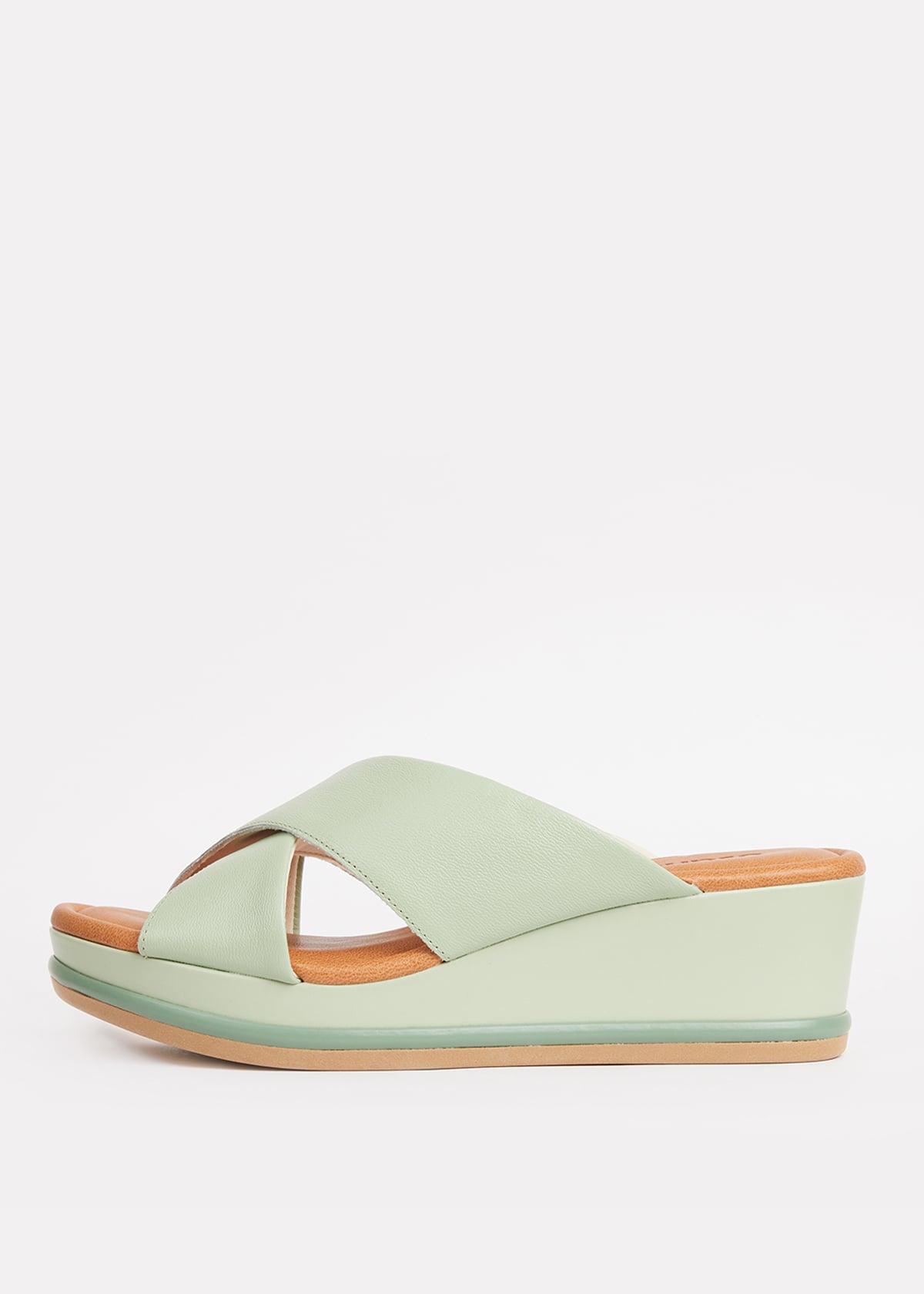 SANDALIAS MUJER USAFLEX CUERO VERDE SUECO PLATAFORMA CON TIRANTES CRUZADOS USA AG3207VER - 3