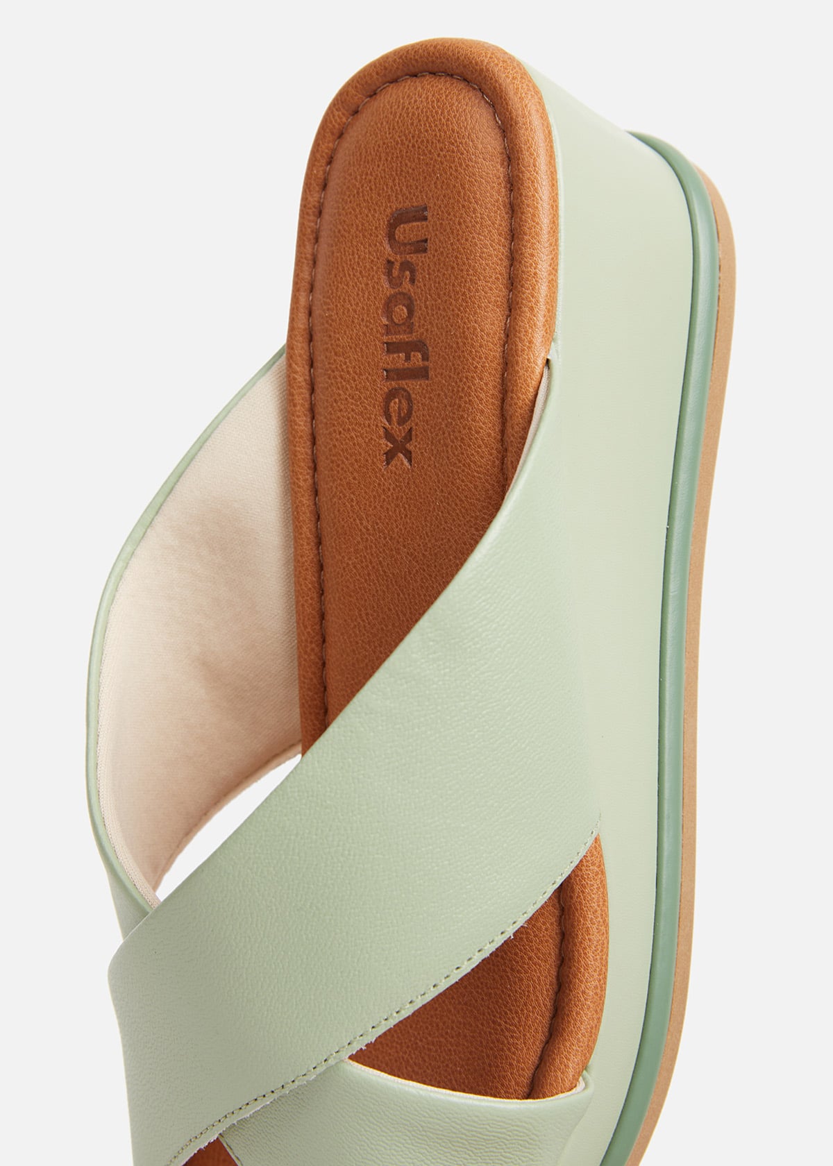SANDALIAS MUJER USAFLEX CUERO VERDE SUECO PLATAFORMA CON TIRANTES CRUZADOS USA AG3207VER - 5