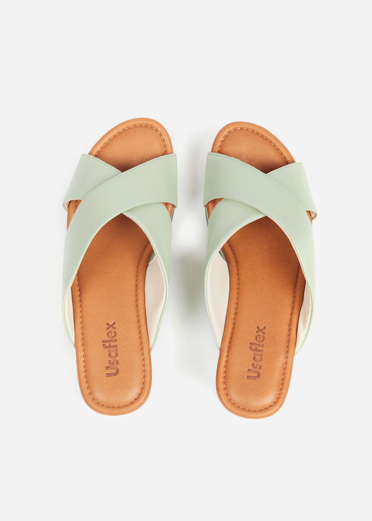 SANDALIAS MUJER USAFLEX CUERO VERDE SUECO PLATAFORMA CON TIRANTES CRUZADOS USA AG3207VER - 6