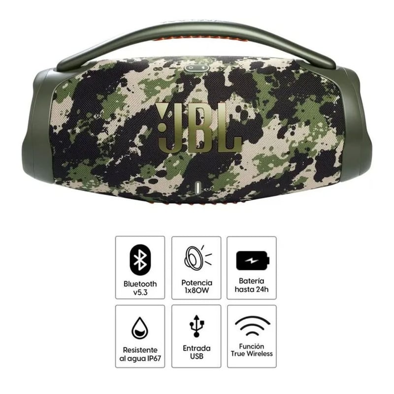 PARLANTE JBL BOOMBOX 3 BLUETOOTH 24H EXTRA BASS CAMUFLADO - 4