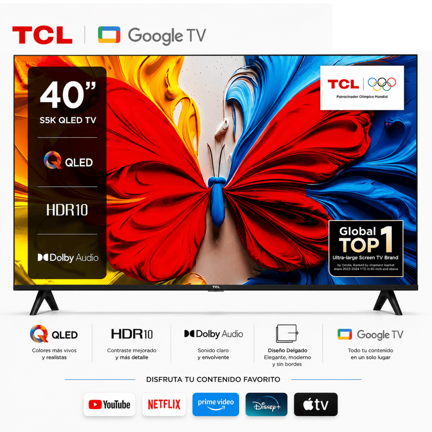 TELEVSOR TCL 40 PULGADAS QLED GOOGLE TV 40S5K - 1