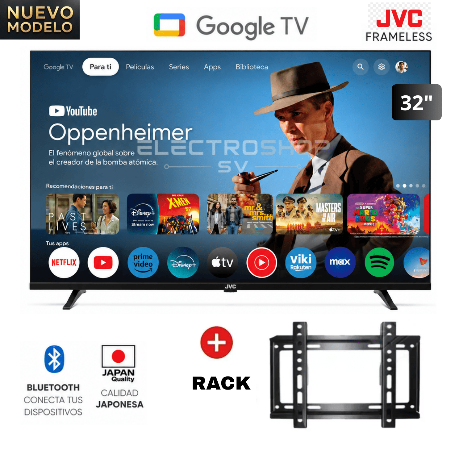 TELEVISOR JVC 32 HD SMART TV GOOGLE TV HD LED LT-32KM148 + RACK - 1