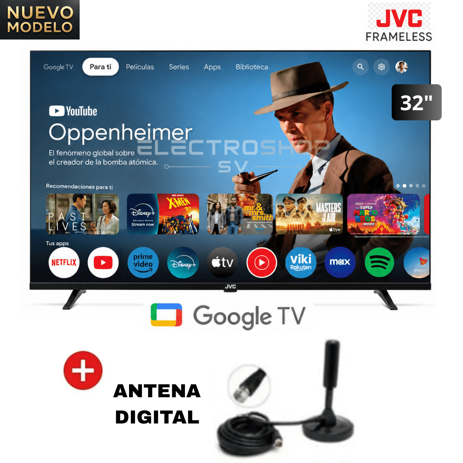 TELEVISOR JVC 32 HD SMART TV GOOGLE TV HD LED LT-32KM148 + ANTENA DIGITAL - 1