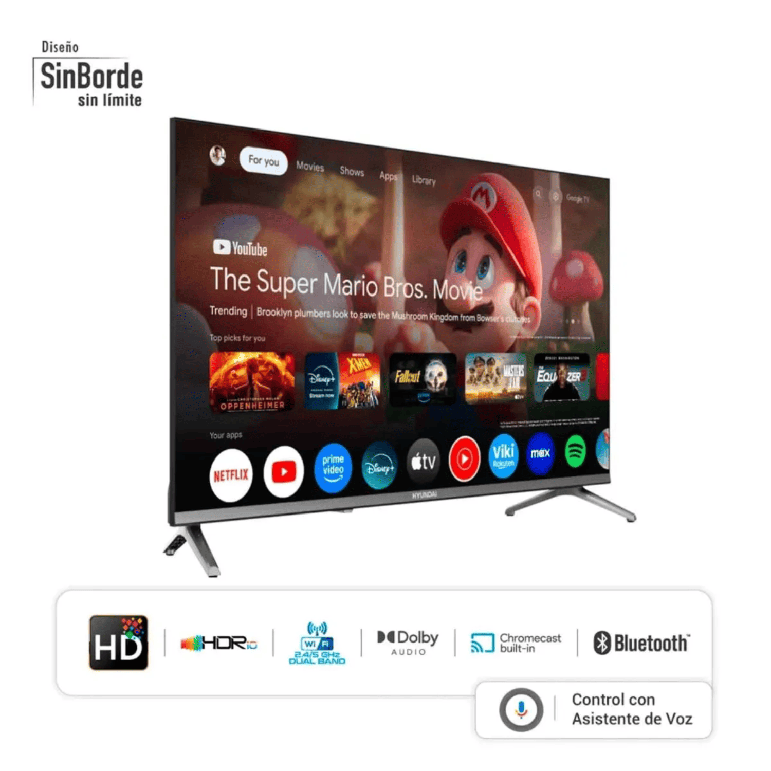 TELEVISOR HYUNDAI 32' QLED SMART TV HYLED3259QG GOOGLE TV + ANTENA DIGITAL - 2