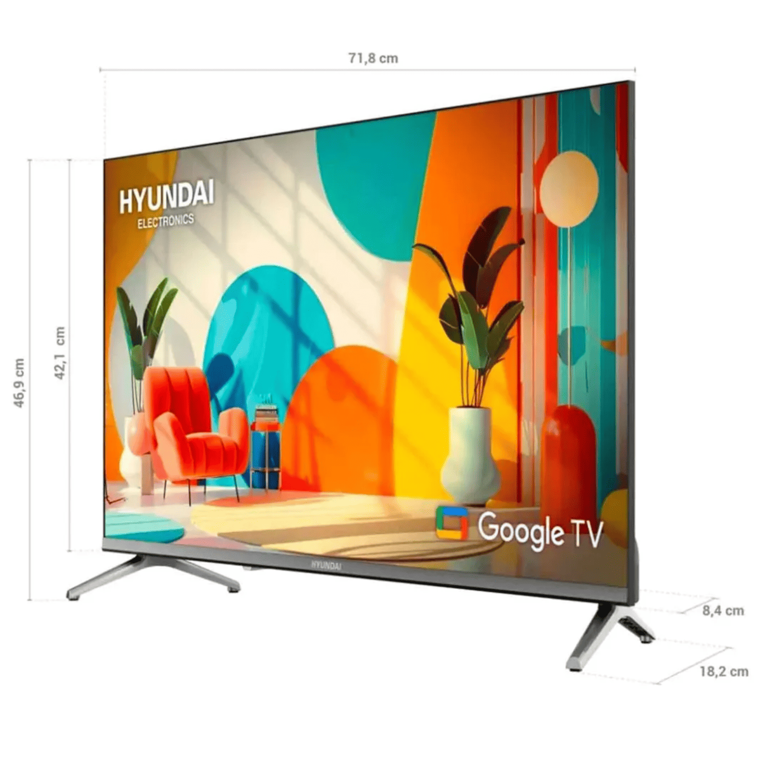 TELEVISOR HYUNDAI 32' QLED SMART TV HYLED3259QG GOOGLE TV + RACK Y ANTENA - 3