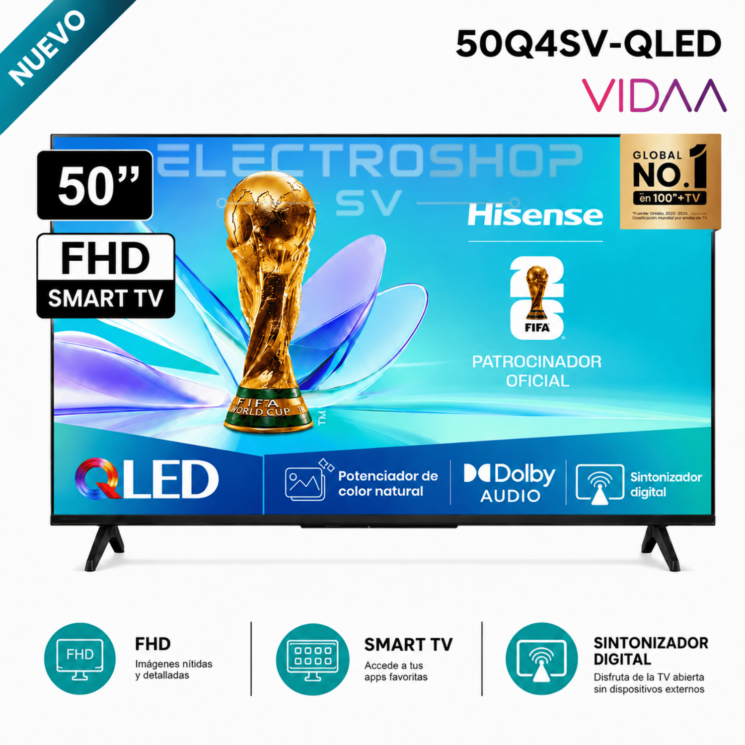 TELEVISOR SMART TV HISENSE 50 QLED FULL HD 50Q4SV 2026 - 1