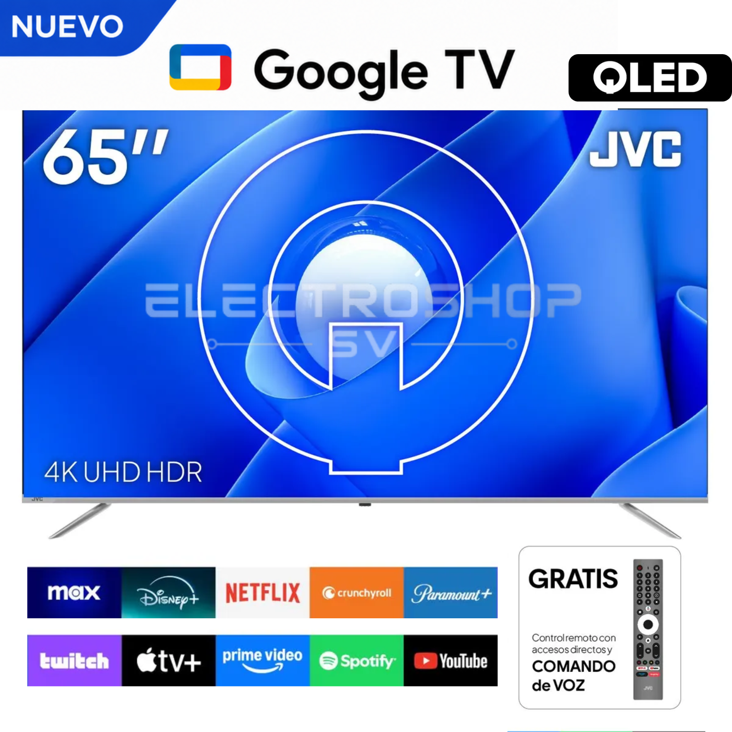 TELEVISOR JVC 65 QLED 4K GOOGLE TV SMART TV UHD - 1