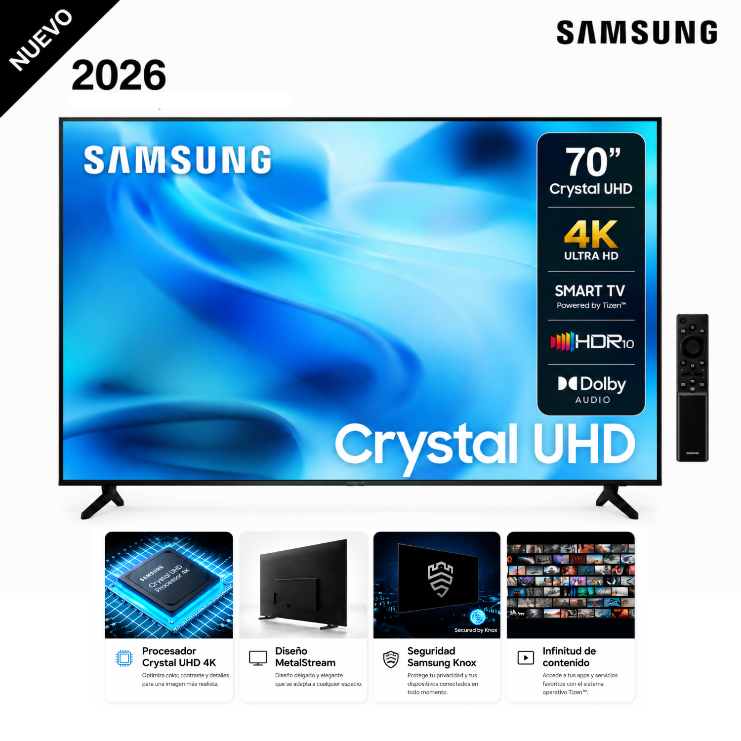 TELEVISOR SAMSUNG SMART TV 65 4K UHD UN65U8000HGXPE 2026 + SOUNDBAR B450 - 2