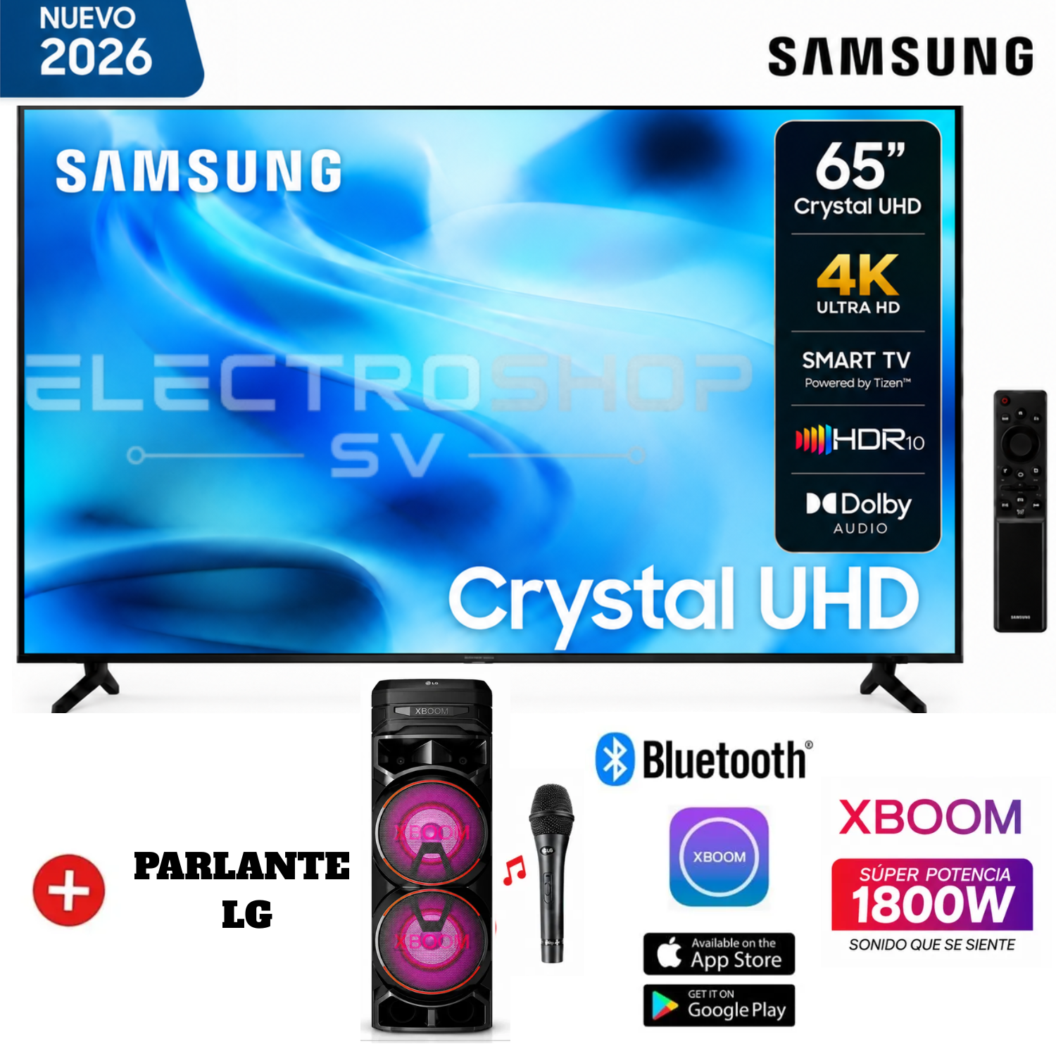 TELEVISOR SAMSUNG SMART TV 65 4K UHD UN65U8000HGXPE 2026 + TORRE LG - 1