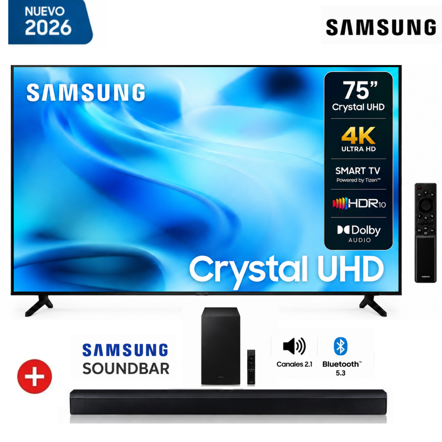 TELEVISOR SAMSUNG 75 UHD U8000H VISION AI SMART TV 2026 + SOUNDBAR B450 - 1