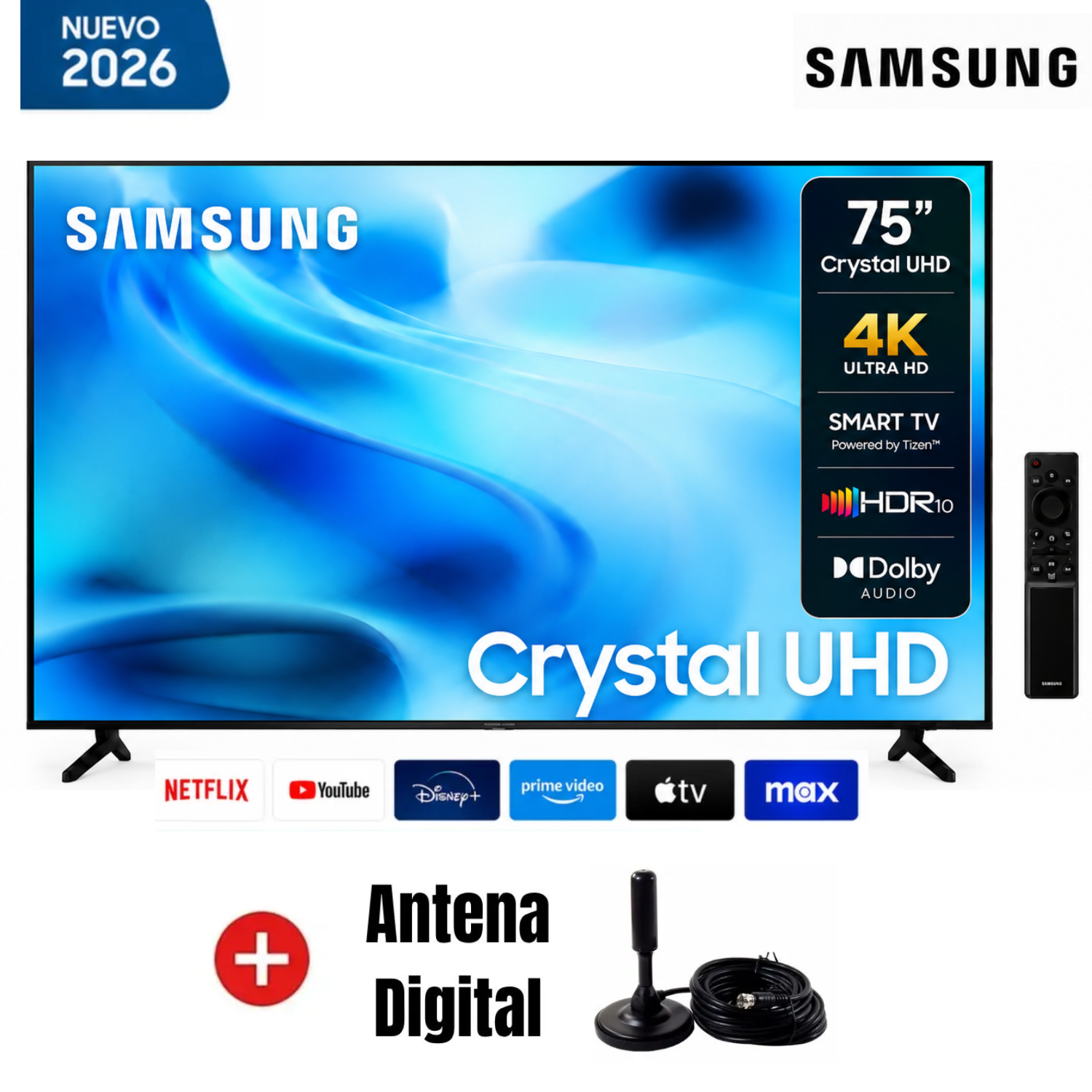 TELEVISOR SAMSUNG 75 UHD U8000H VISION AI SMART TV 2026 + ANTENA - 1