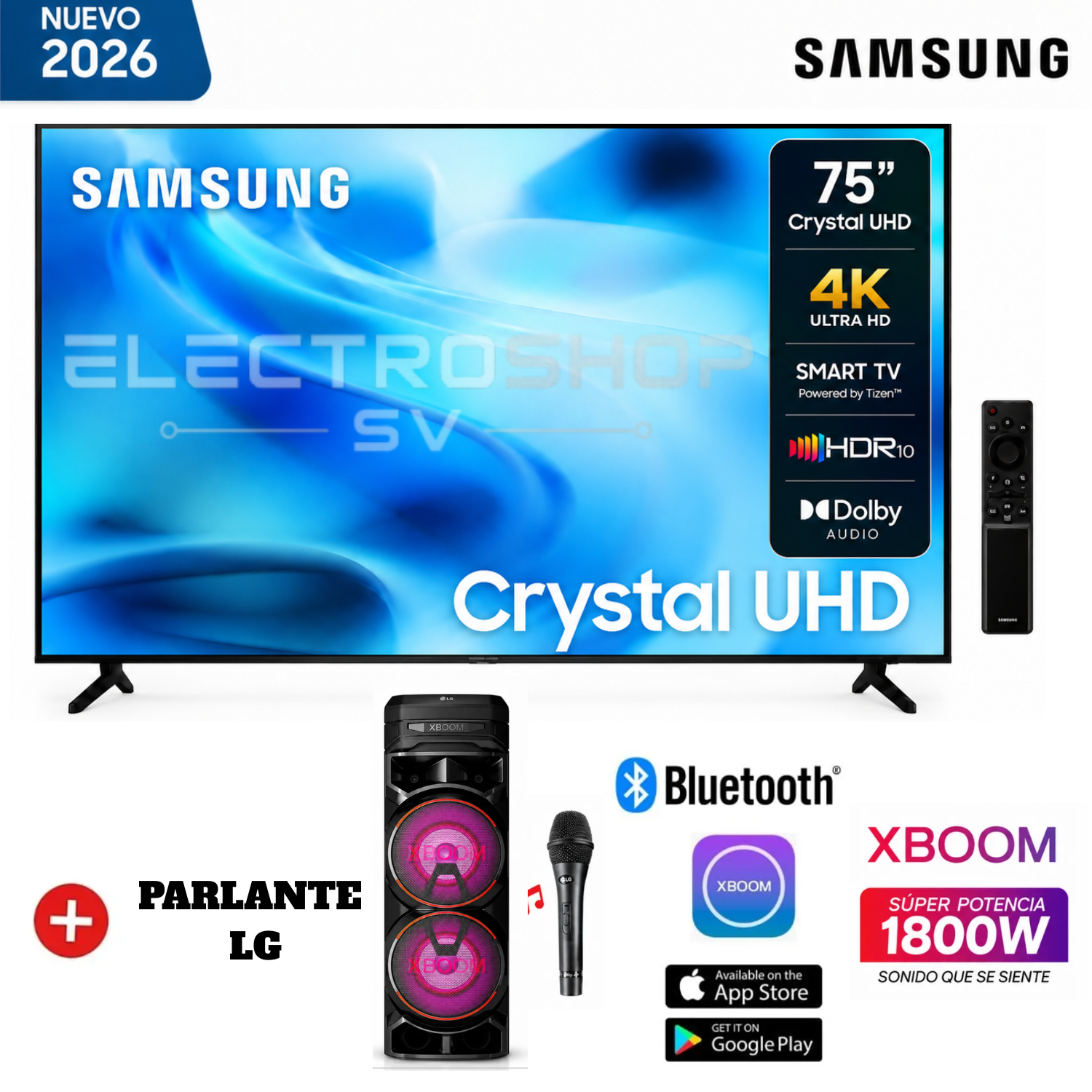 TELEVISOR SAMSUNG 75 UHD U8000H VISION AI SMART TV 2026 + TORRE LG - 1