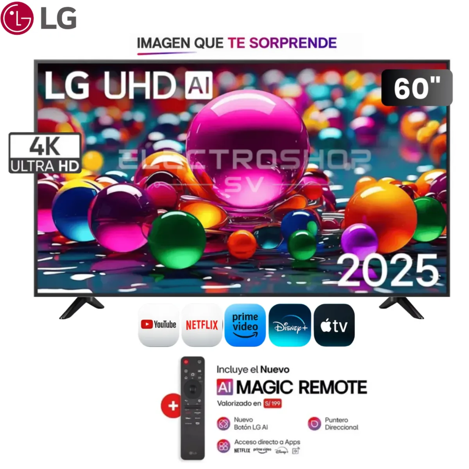TELEVISOR LG 60 AI THINQ SMART 4K UHD 60UA8050PSA - 1
