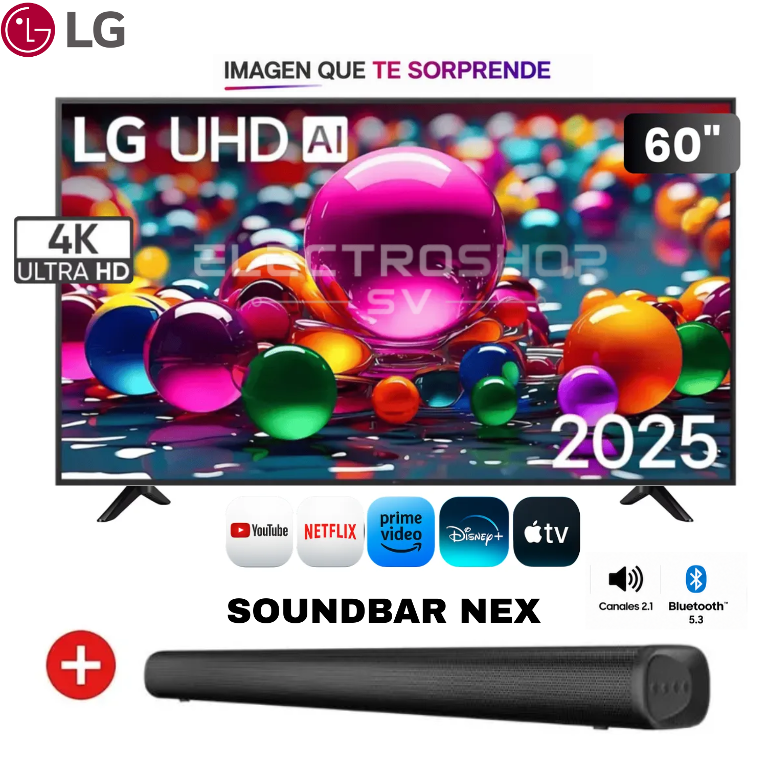 TELEVISOR LG 60 SMART WEBOS 60UA8000PSB UHD 4K AI + SOUNDBAR NEX - 1
