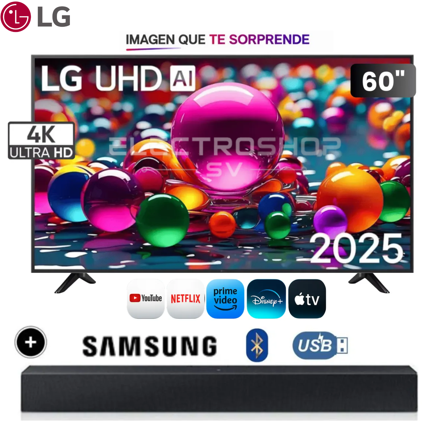 TELEVISOR LG 60 SMART WEBOS 60UA8000PSB UHD 4K AI + SOUNDBAR SAMSUNG - 1