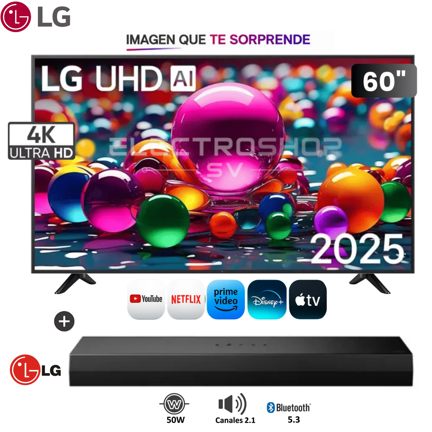 TELEVISOR LG 60 SMART WEBOS 60UA8000PSB UHD 4K AI + SOUNDBAR LG - 1