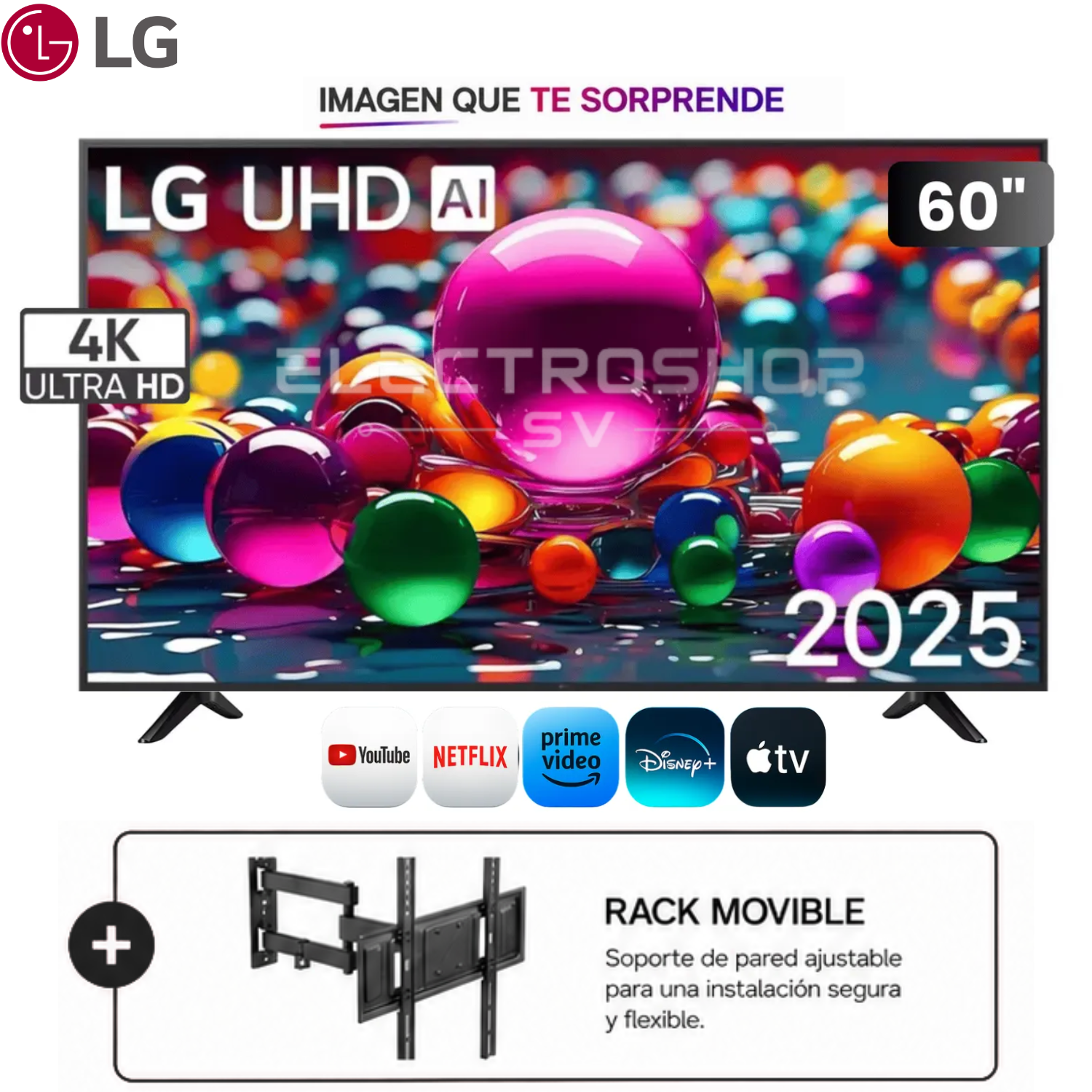 TELEVISOR LG 60 SMART WEBOS 60UA8000PSB UHD 4K AI + RACK - 1