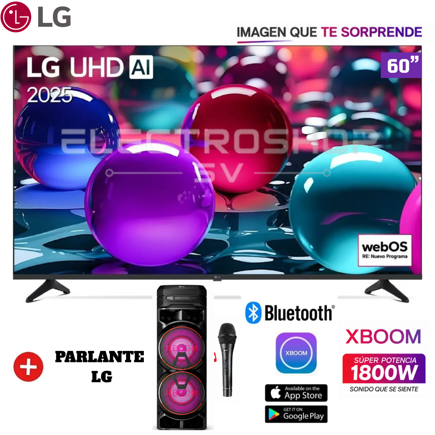 TELEVISOR LG 60 SMART WEBOS 60UA8000PSB UHD 4K AI +TORRE LG - 1