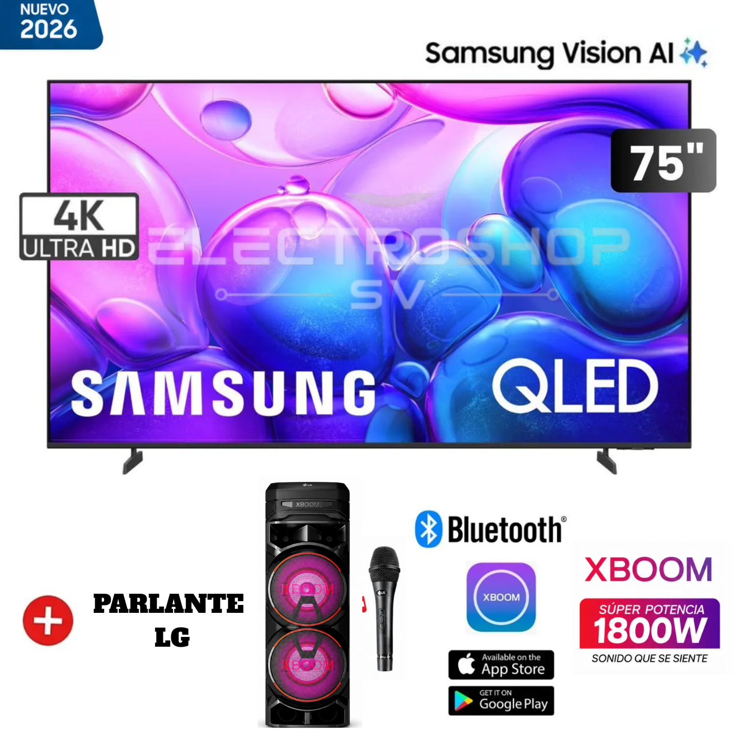 TELEVISOR SAMSUNG QLED 75 SMART TV 4K QN75Q6FAAGXPE + TORRE LG - 1