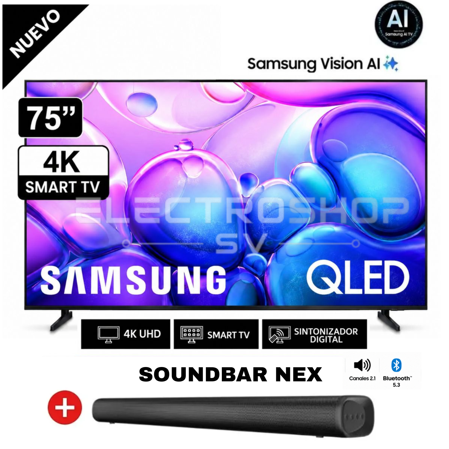 TELEVISOR SAMSUNG QLED 75 SMART TV 4K QN75Q6FA + SOUNDBAR NEX - 1