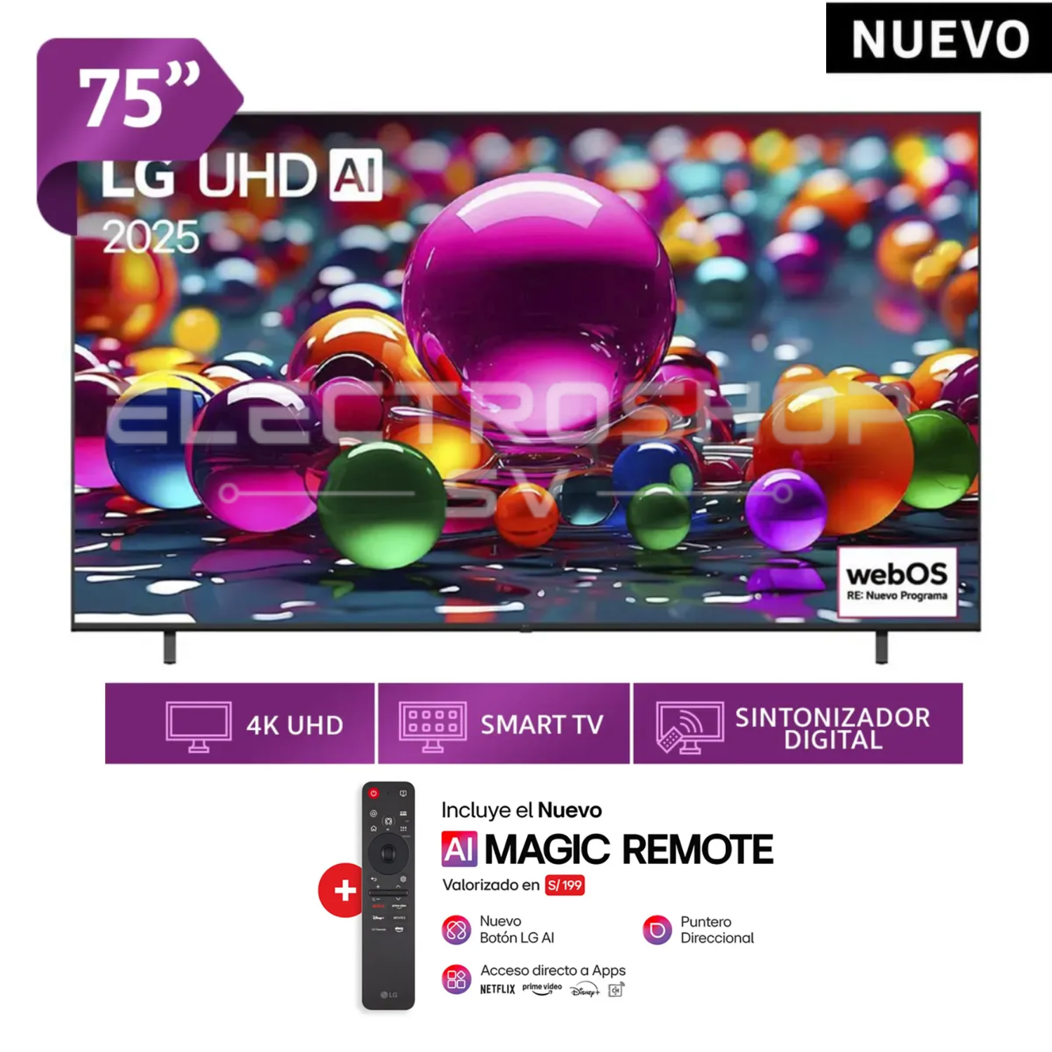 TELEVISOR LG 75 UHD 4K SMART TV THINQ AI 75UA8050PSA - 1