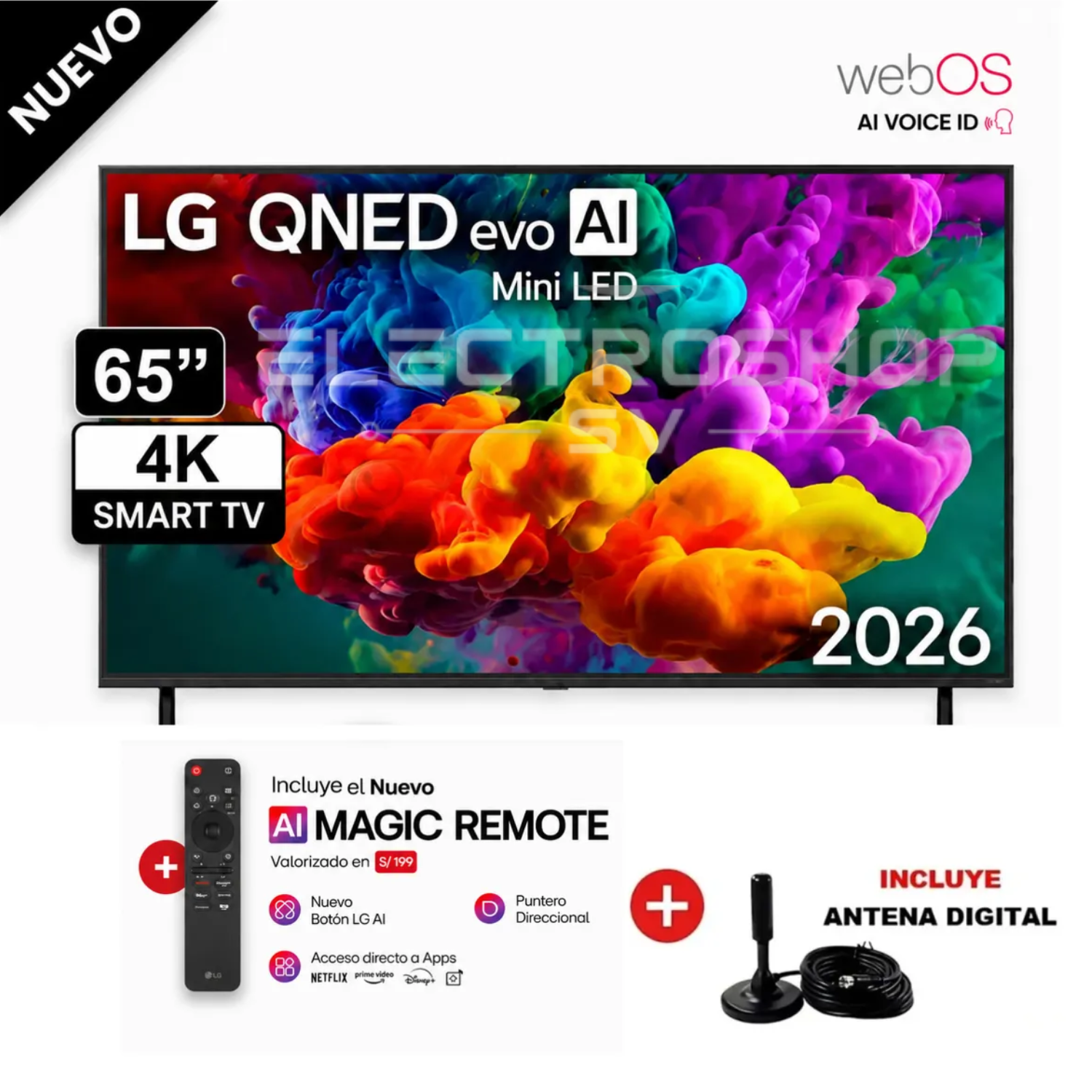 TELEVISOR LG 65 QNED MINILED 4K CON AI 65QNED65BSA + ANTENA - 1