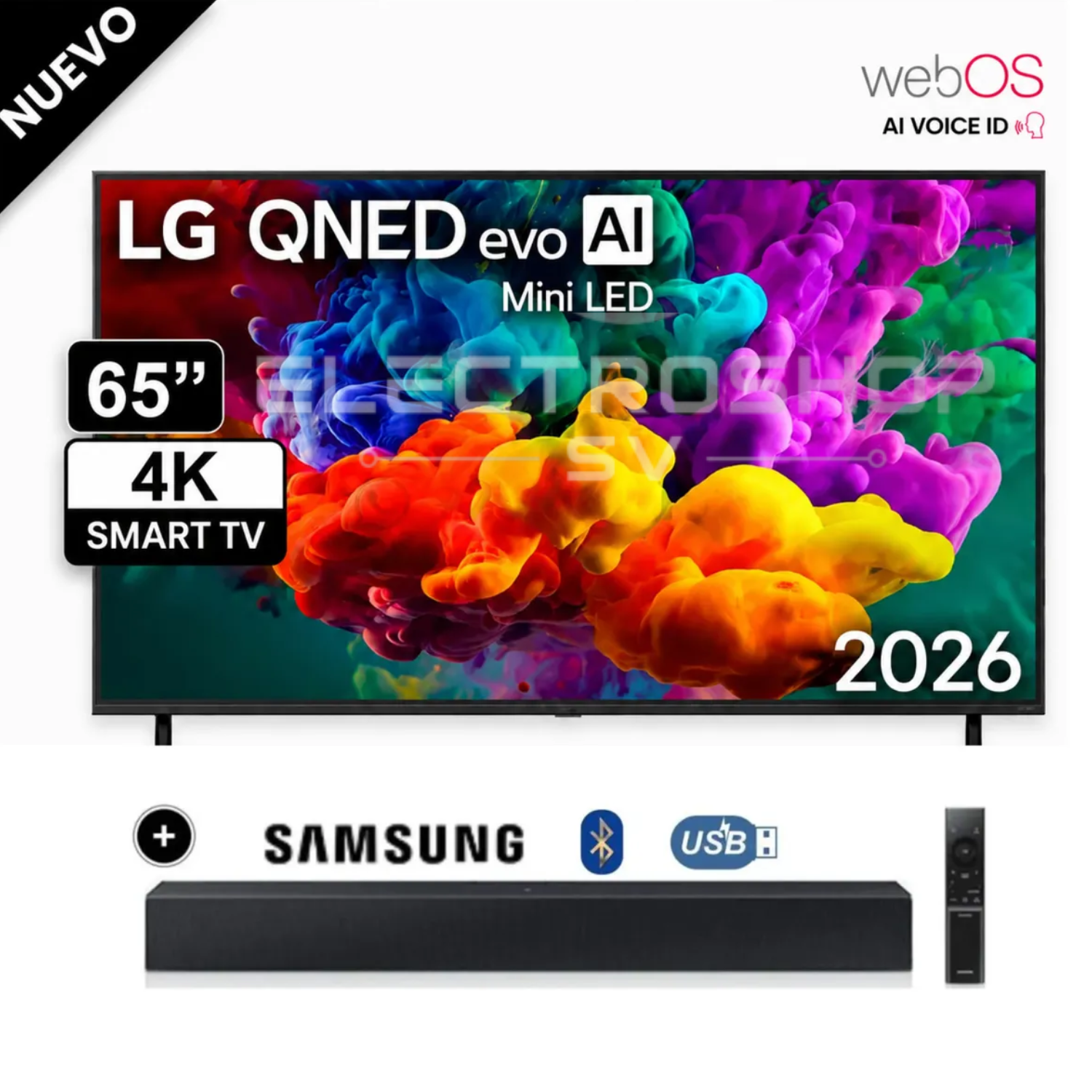 TELEVISOR LG 65 QNED MINILED 4K CON AI 65QNED65BSA + SOUNDBAR SAMSUNG - 1