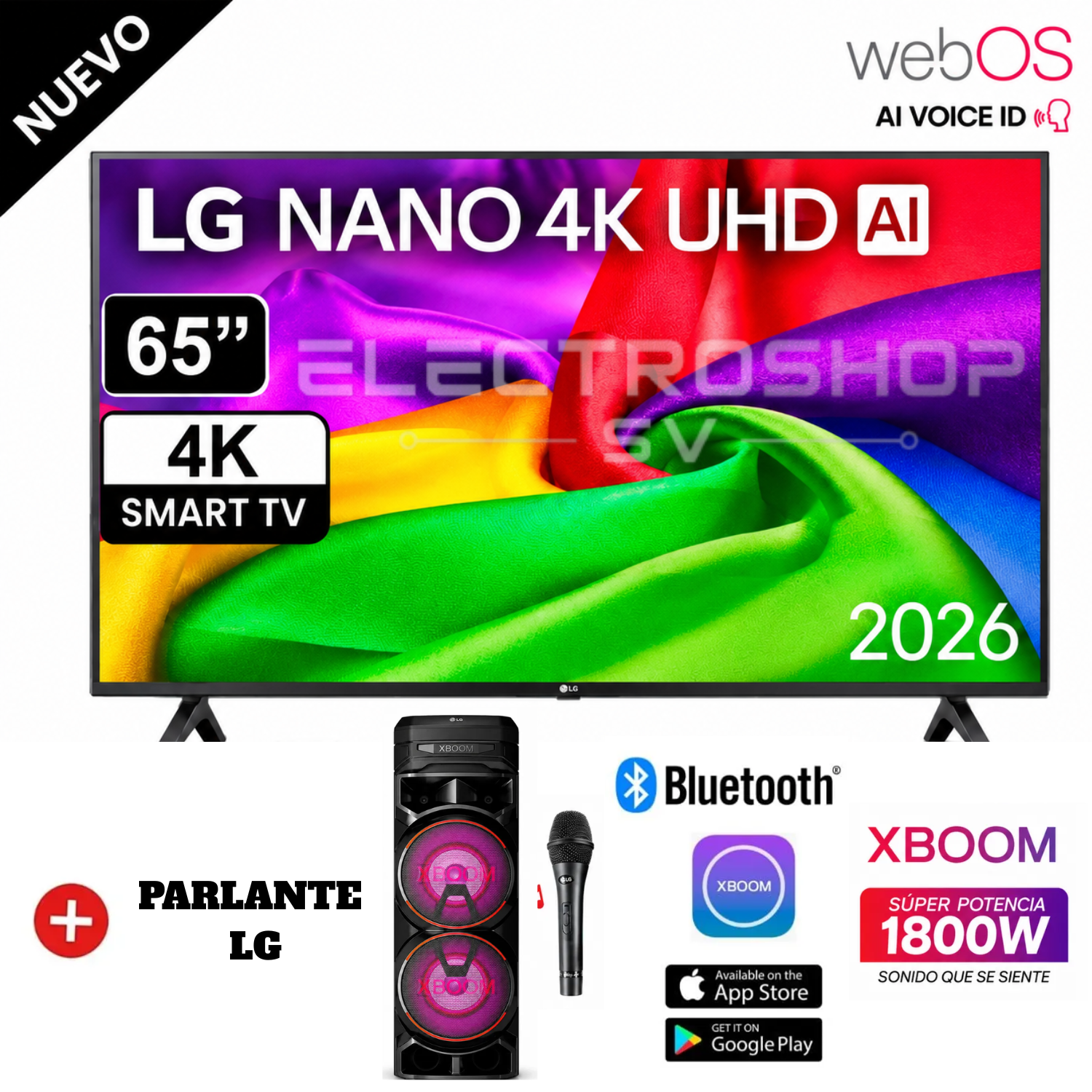 TELEVISOR LG 65' NANO UHD 4K THINQ AI 65NU800BPSB 2026 + TORRE LG - 1