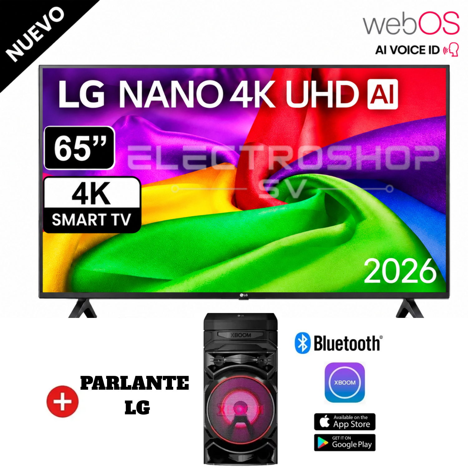 TELEVISOR LG 65' NANO UHD 4K THINQ AI 65NU800BPSB 2026 + PARLANTE LG - 1