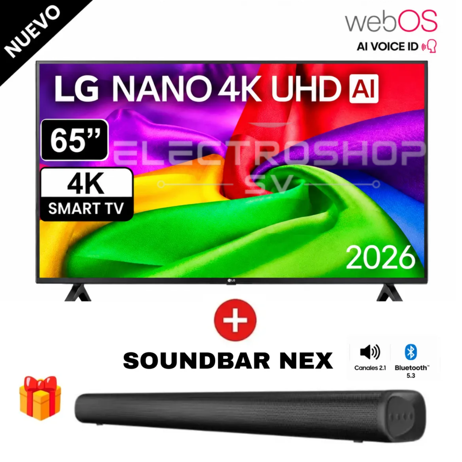 TELEVISOR LG 65' NANO 4K UHD AI SMART TV 2026 65NU800BPSBQ + SOUNDBAR NEX - 1