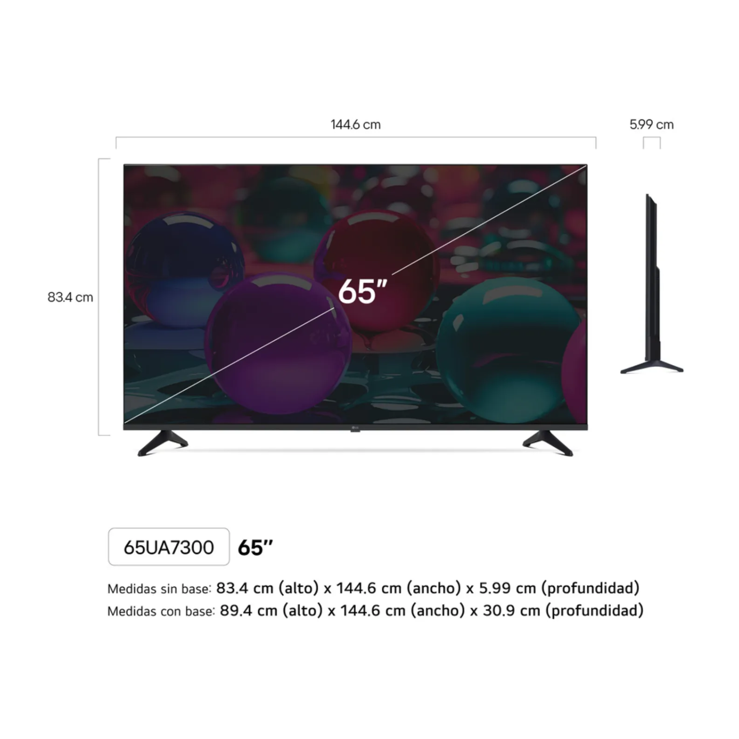 TELEVISOR LG 65 PULG ULTRA HD 4K AI THINQ 65UA7300 MODELO 2025- NEGRO + RACK - 3