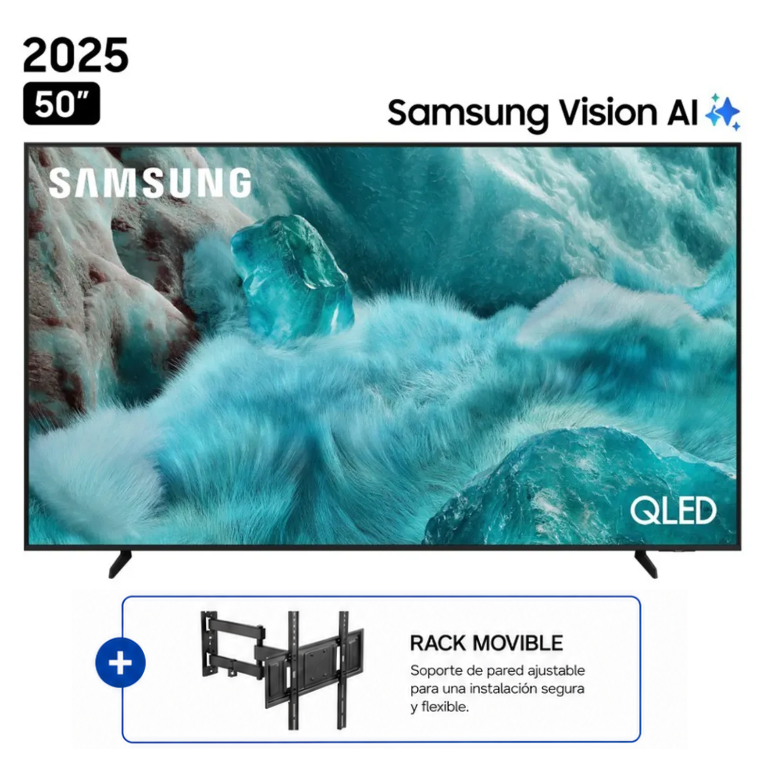 TELEVISOR SAMSUNG QLED TIZEN OS SMART TV 50 4K 50Q7F + RACK - 1
