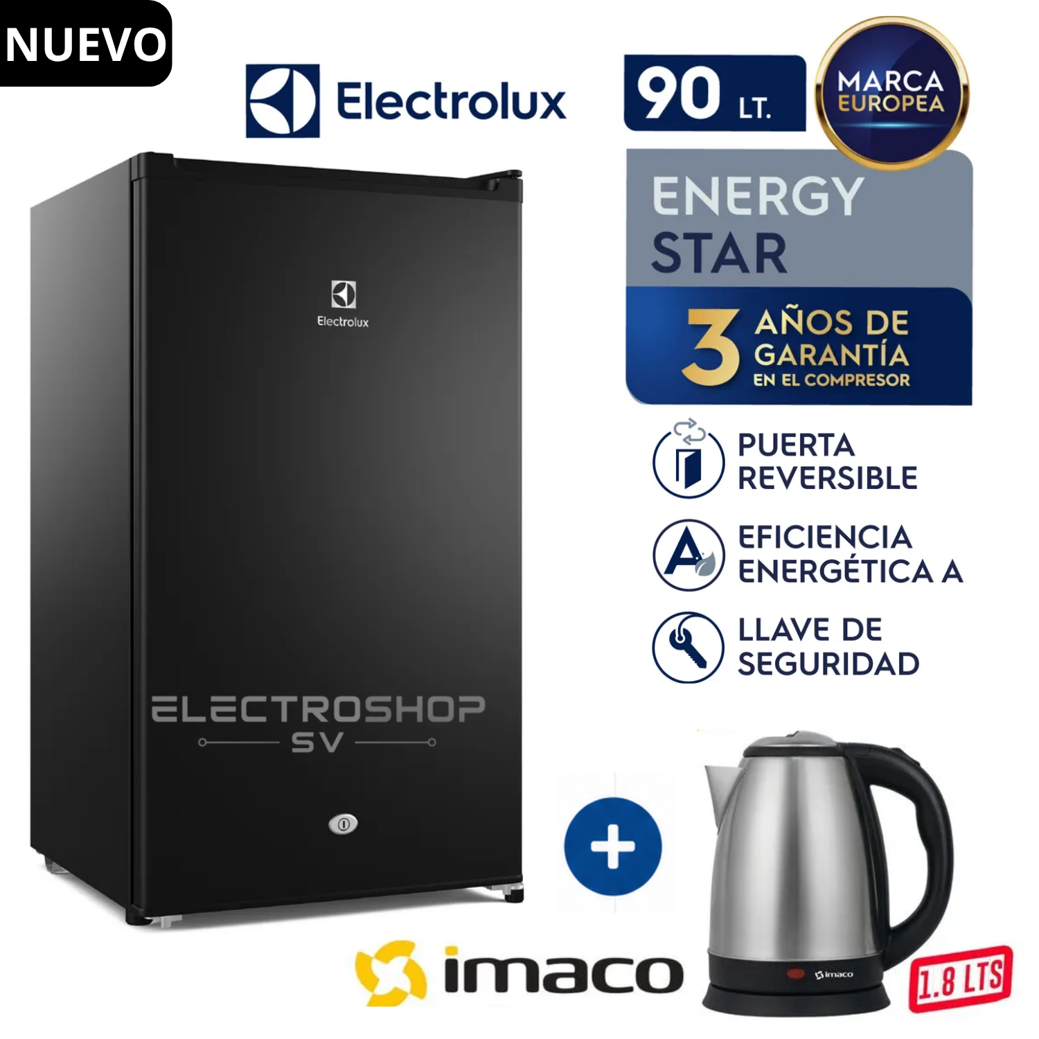 FRIGOBAR ELECTROLUX 90L PREMIUM BLACK ERD090G2HWB + HERVIDOR IMACO - 1
