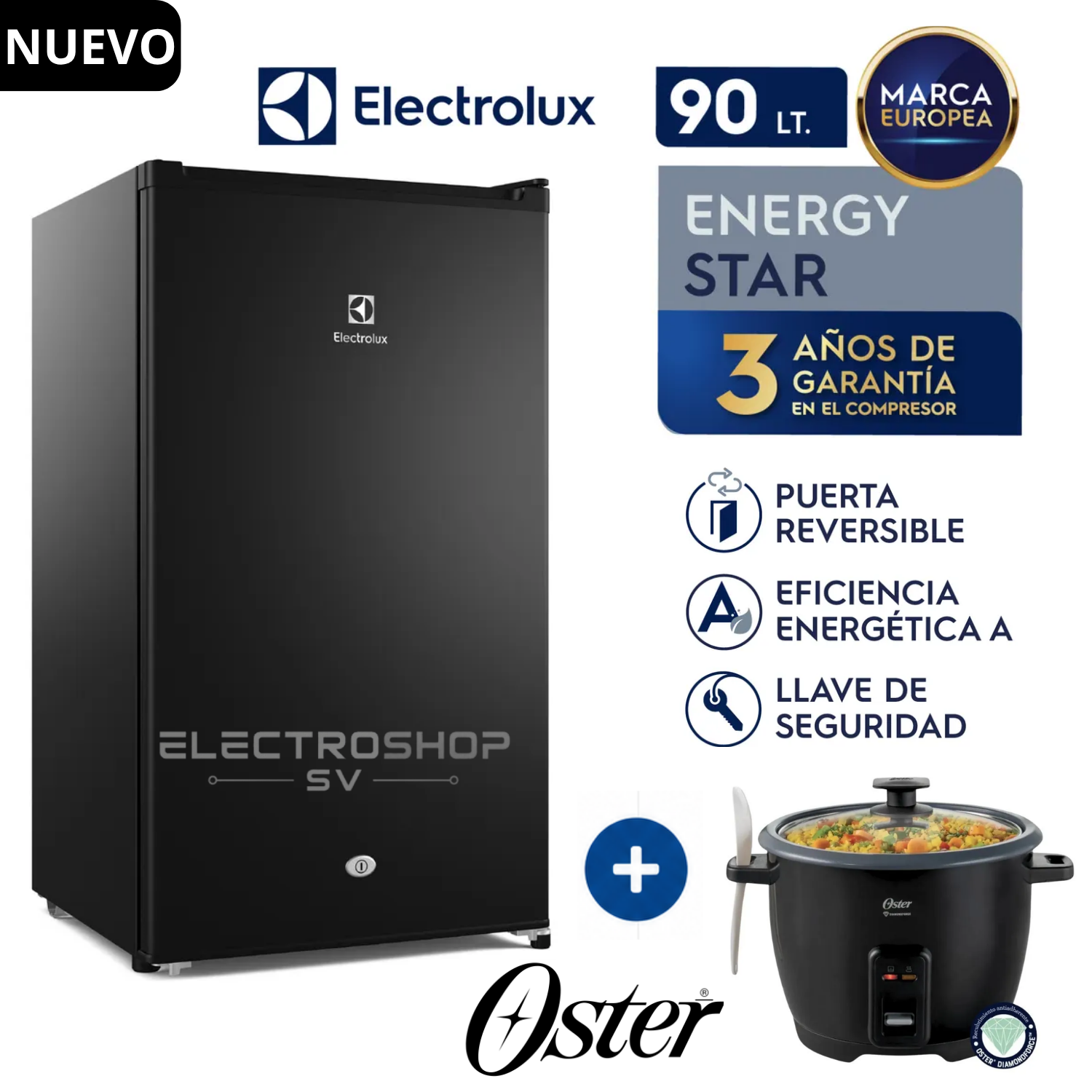 FRIGOBAR ELECTROLUX 90L PREMIUM BLACK ERD090G2HWB + OLLA OSTER - 1