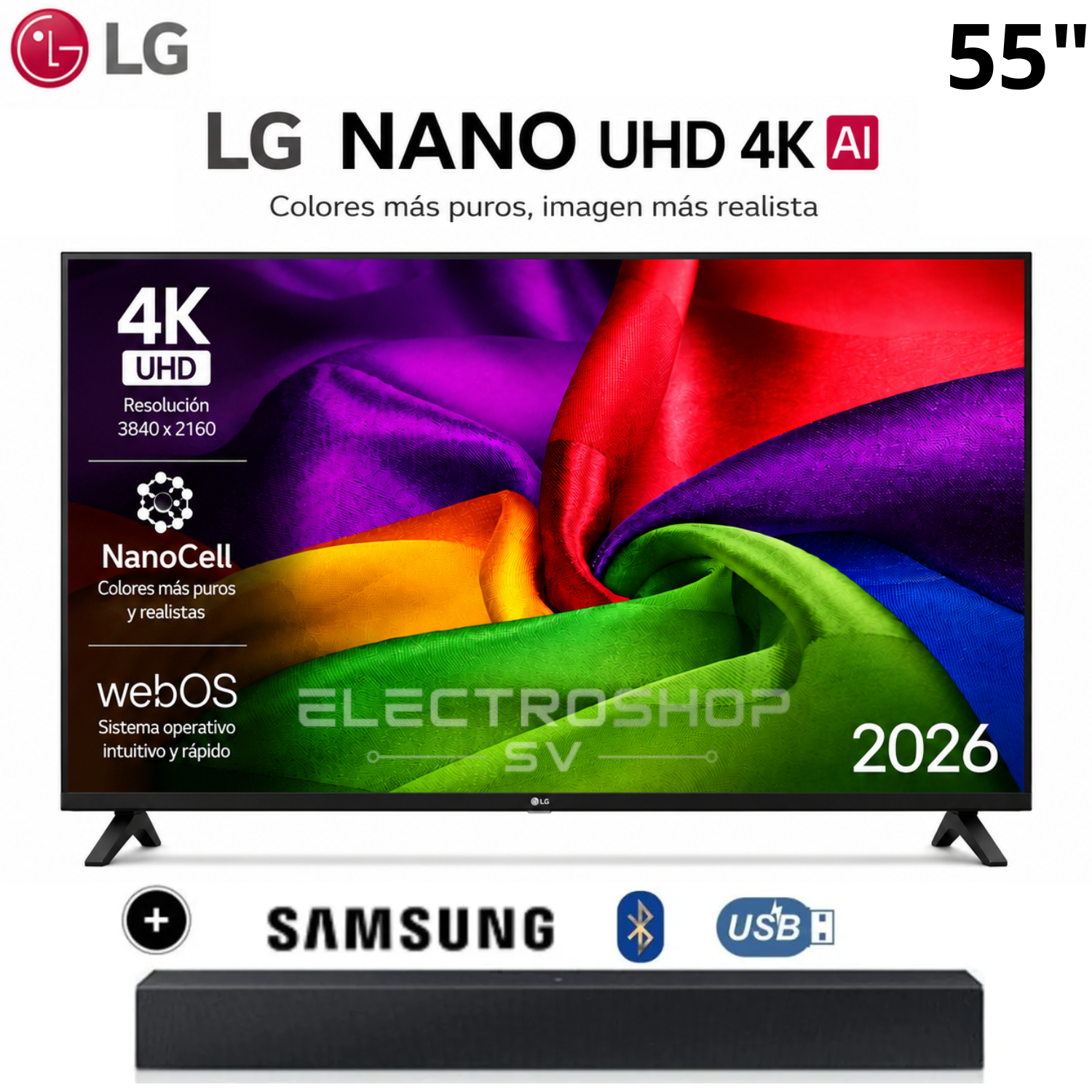 TELEVISOR SMART TV LG 4K ULTRA HD 55” 55NU800BPSB + SOUNDBAR SAMSUNG - 1