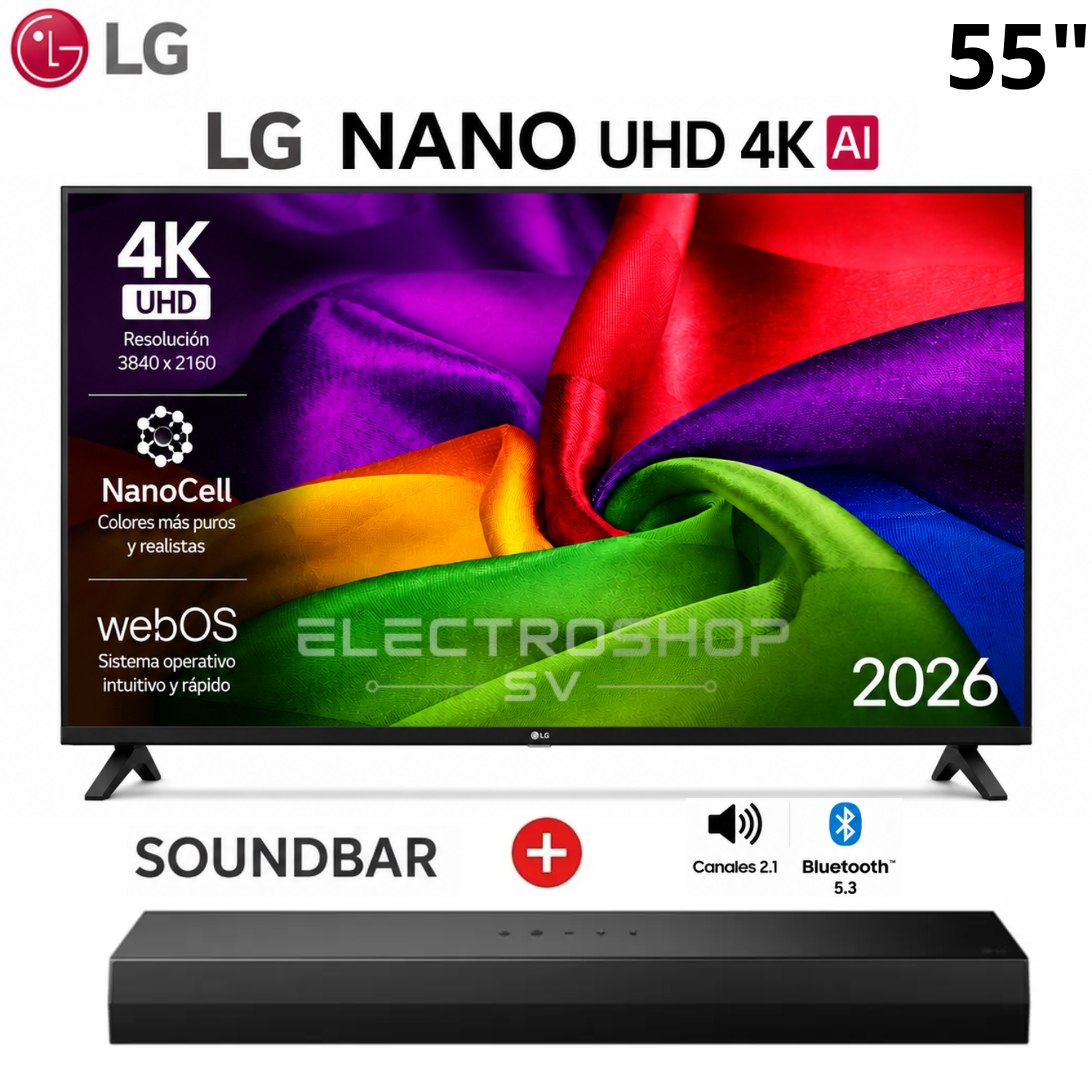 TELEVISOR SMART TV LG 4K ULTRA HD 55” 55NU800BPSB + SOUNDBAR LG - 1
