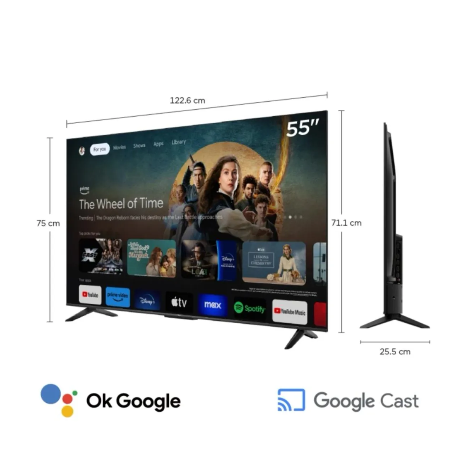 TELEVISOR TCL 55” 4K HDR GOOGLE TV SMART TV 55V6C + ANTENA - 2