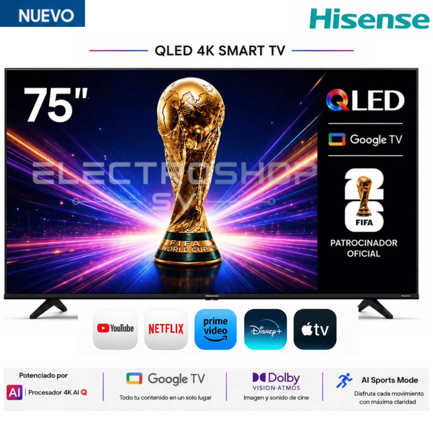 TELEVISOR HISENSE 75 QLED UHD 4K 75QD6N GOOGLETV - 1