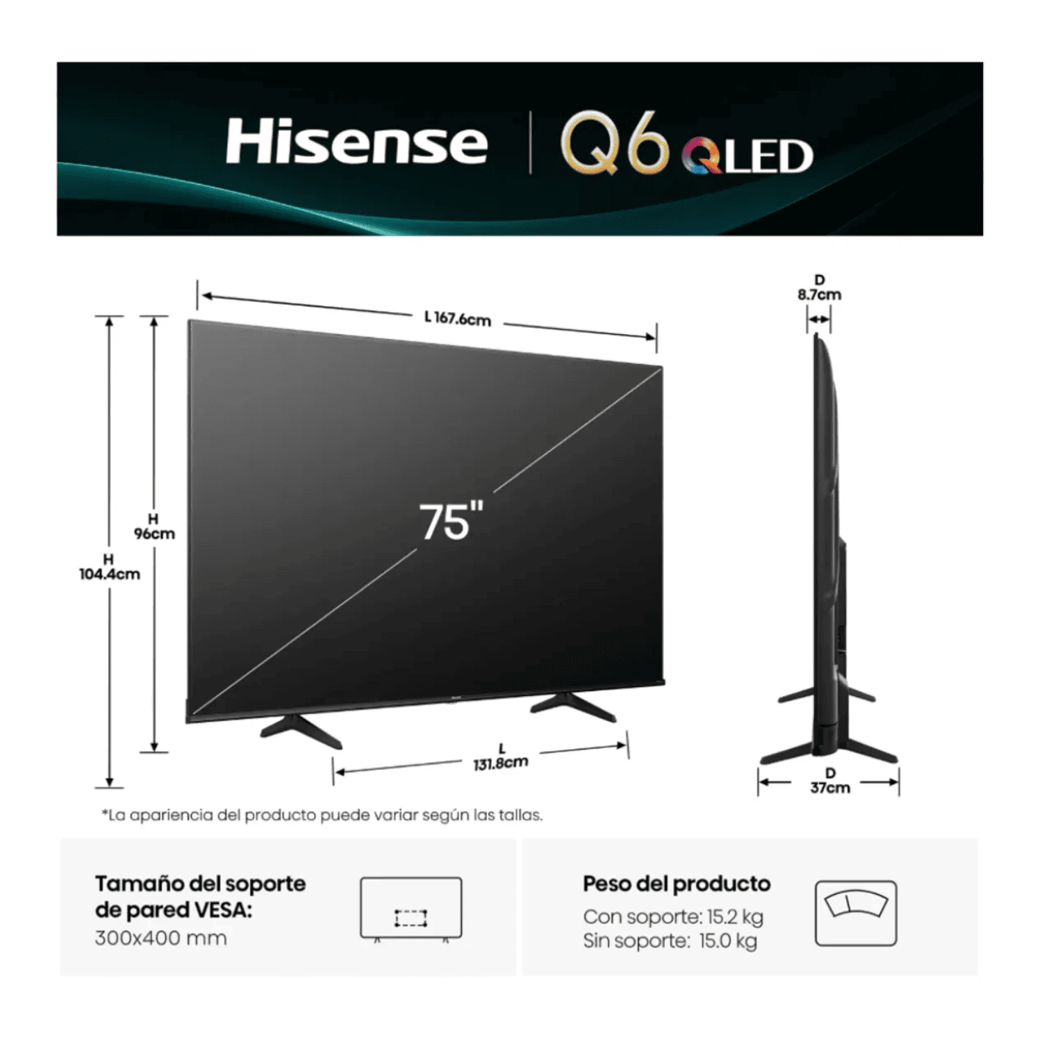 TELEVISOR HISENSE 75 QLED UHD 4K 75QD6N GOOGLETV - 2