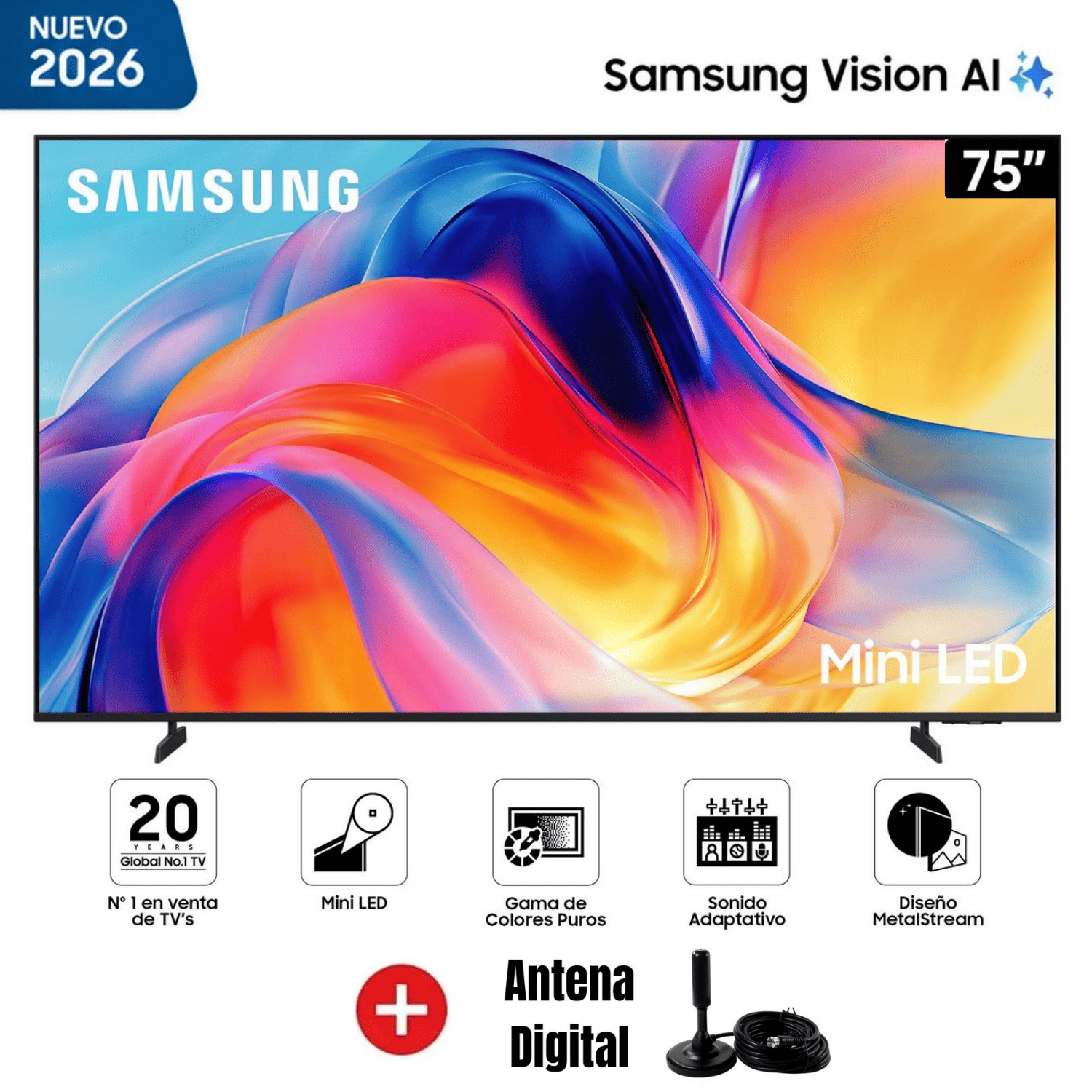 TELEVISOR SAMSUNG 75 MINI LED M70H VISION AI SMART TV 2026 + ANTENA DIGITAL - 1