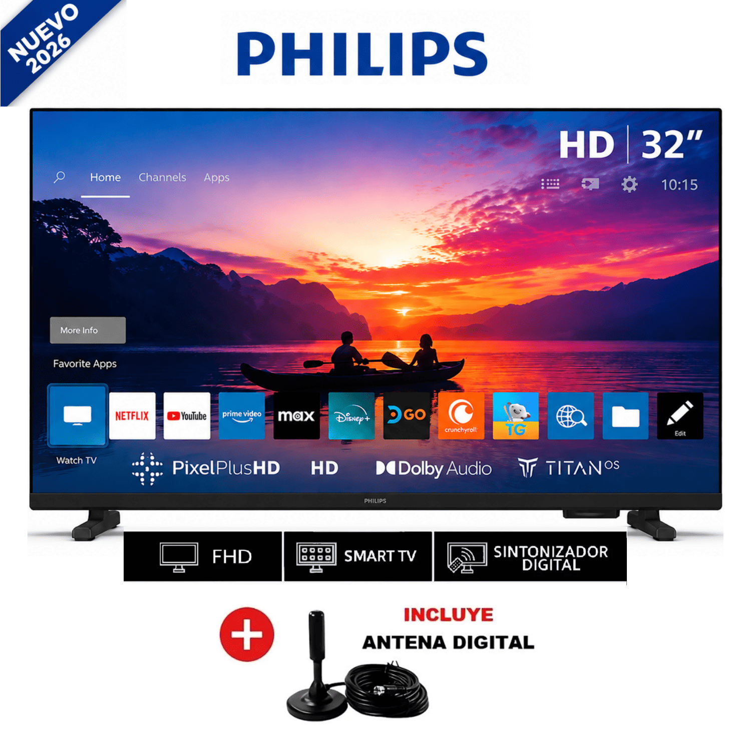 TELEVISOR PHILIPS SMART TV 32' LED HD 32PFD6910 + ANTENA - 1