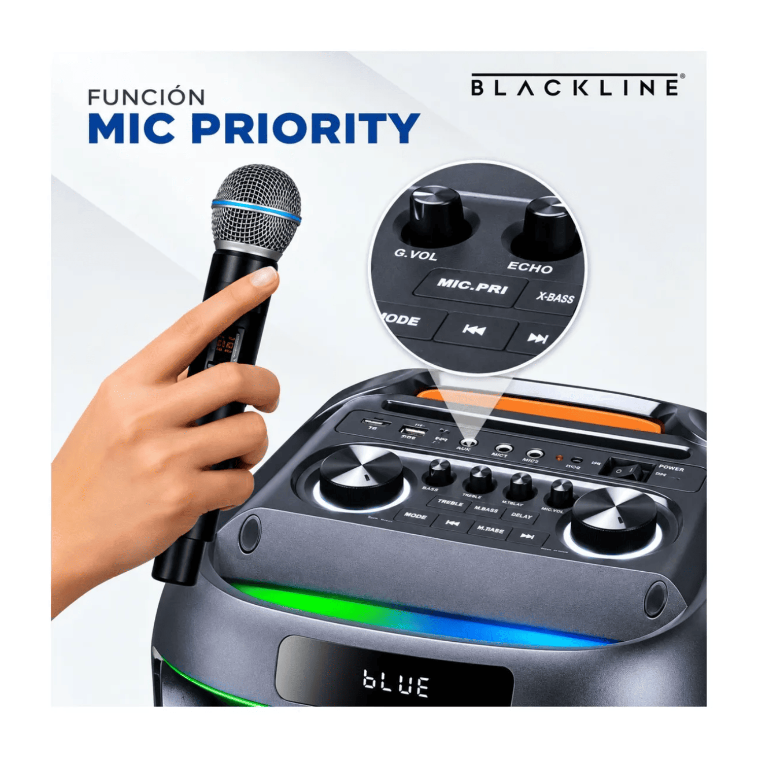 PARLANTE BLACKLINE 2X8 BT FM USB S. ESPACIAL DSP TWS PARTY BOOM - 5