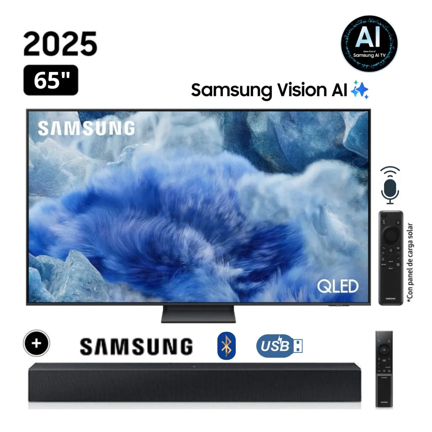 TELEVISOR SAMSUNG QLED 65 QN65Q8FAAGXPE TIZEN VISIÓN AI SMART TV + SOUNDBAR SAMSUNG - 1