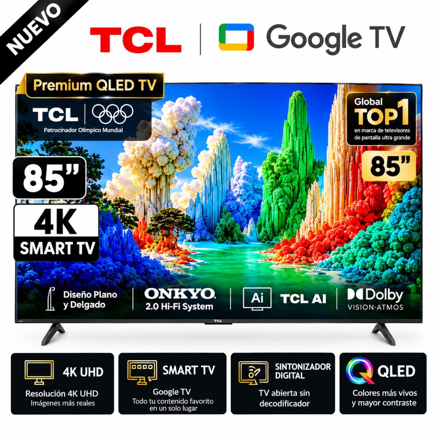 TELEVISOR TCL 85 PREMIUM QLED UHD 4K GOOGLE TV 85A400 - 1